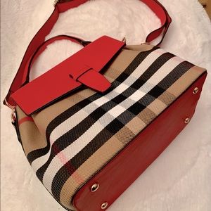 Red multi crossbody bag.